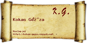 Kokas Géza névjegykártya